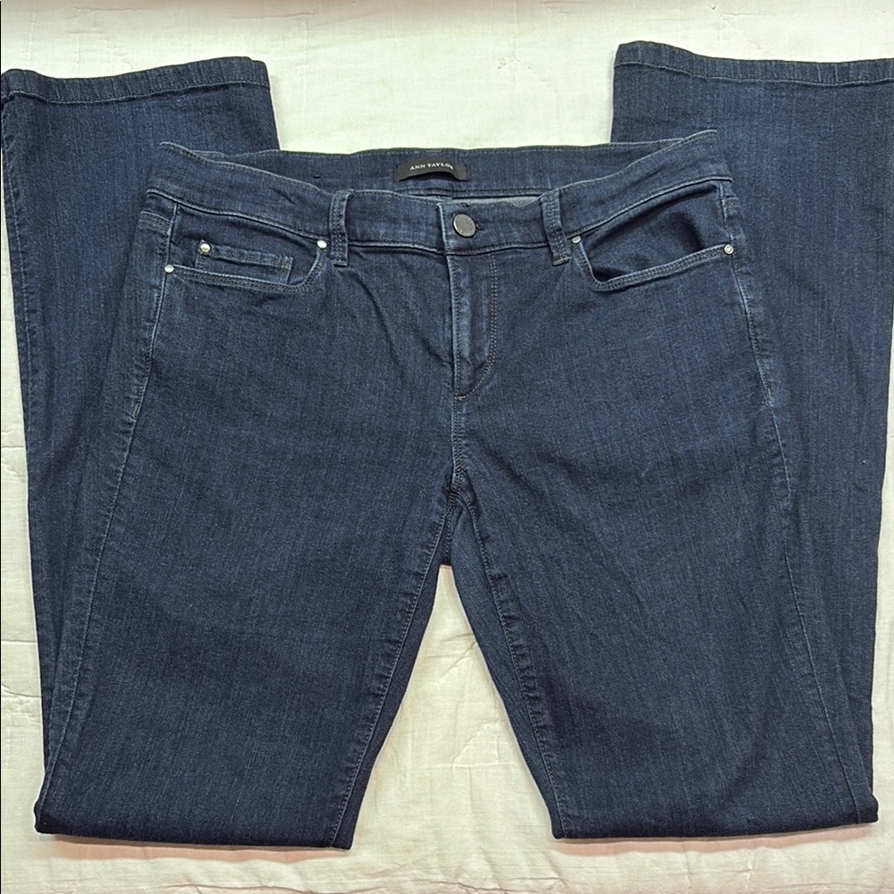 Ann Taylor Women's Blue Bootcut Jeans Classic Modern Fit Stretch Dark Wash Denim
